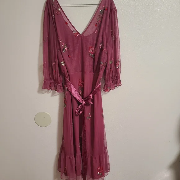 NWT Monsoon London Sabrina Embellished Midi Dress Pink - Picture 9 of 9